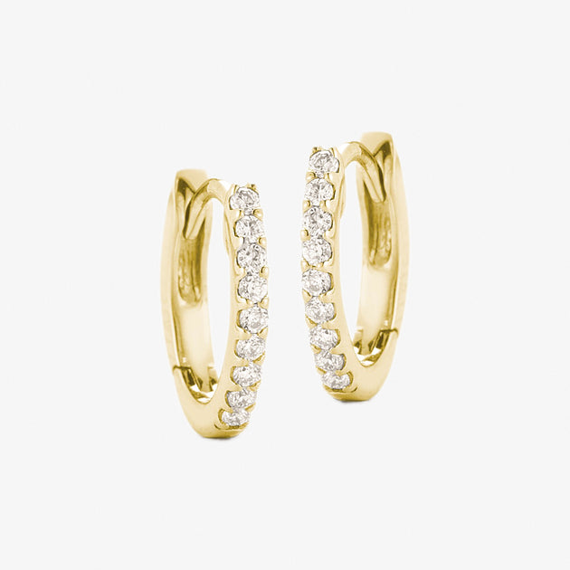 The Alkemistry 18kt Yellow Gold Love Letter T Hoop Earring in White