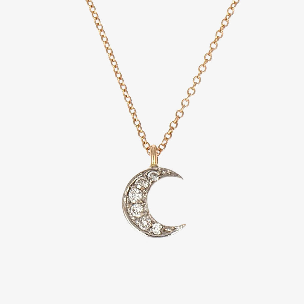 Kismet by Milka 14ct rose gold and diamond moon necklace – The