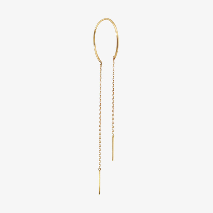 NUDE SHIMMER - 18CT GOLD, UPSIDE DOWN HOOP CHAIN EARRING (SINGLE)