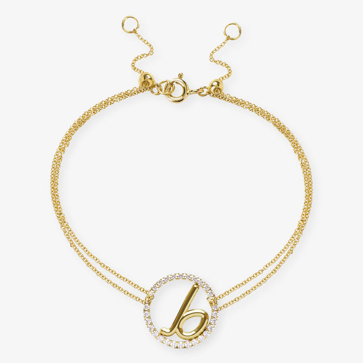 The Alkemistry 18ct Yellow Gold and Pave Diamond Love Letter Initial Bracelet S